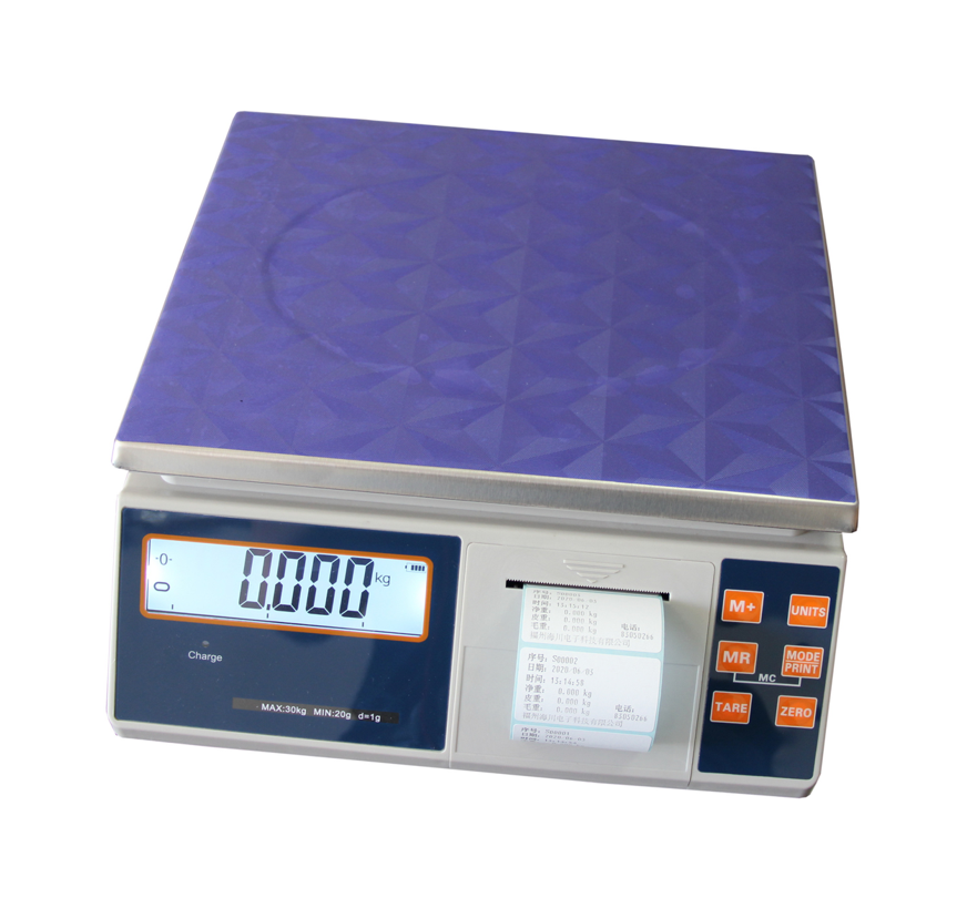 label type 30kg TABLE TOP SCALE LCD weighing scale with build-in printer 